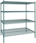30" x 48" NSF Green Epoxy 4-Shelf Kit with 54" Posts, Heavy Duty Storage Shelving, Wire Shelving Kit, NSF Commercial Storage Rack Unit