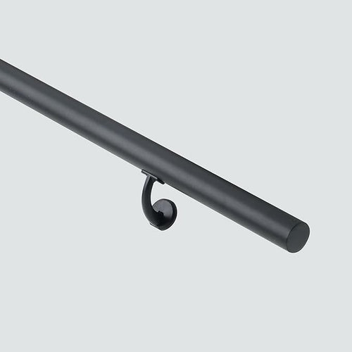 11FT Modern Aluminum Handrail Set, handrails for Indoor Stairs,Deck,Slope, Wall Mounted Staircase handrails, Zink Alloy Brackets Included,Rust Free. (Matte Black, 11 FT)