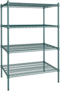 24" x 36" NSF Green Epoxy 4-Shelf Kit with 54" Posts, Heavy Duty Storage Shelving, Wire Shelving Kit, NSF Commercial Storage Rack Unit