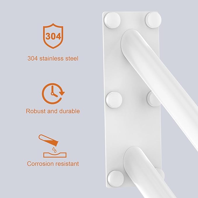 28 Inch U Shaped Handrail for 1-5 Steps - 1.25" Tube, ZUEXT Oil Rubbed White Stainless Steel Safety Grab Bar for Stairs, Wall Mounted Hand Railing for Outdoor Garage Entry Interior Exterior Stairway