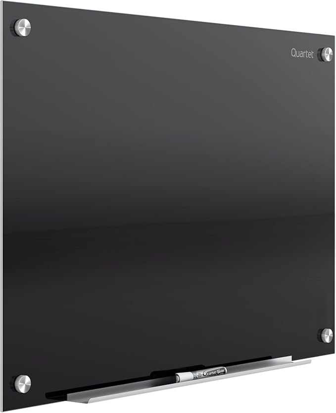 Quartet Magnetic Dry Erase Board, 36" x 24" Glass Whiteboard for Wall, Infinity, Black (G3624B)