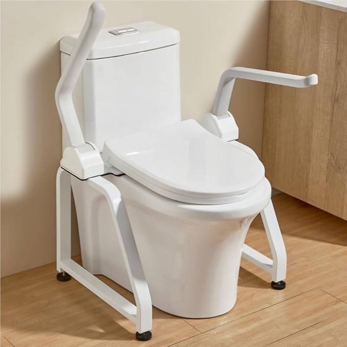 Toilet securety Rails, Toilet Seating and Standing Assist, Foldable Toilet securety Frame, Freestanding Toilet Seat Riser, Toilet Riser with Handles for Elderly