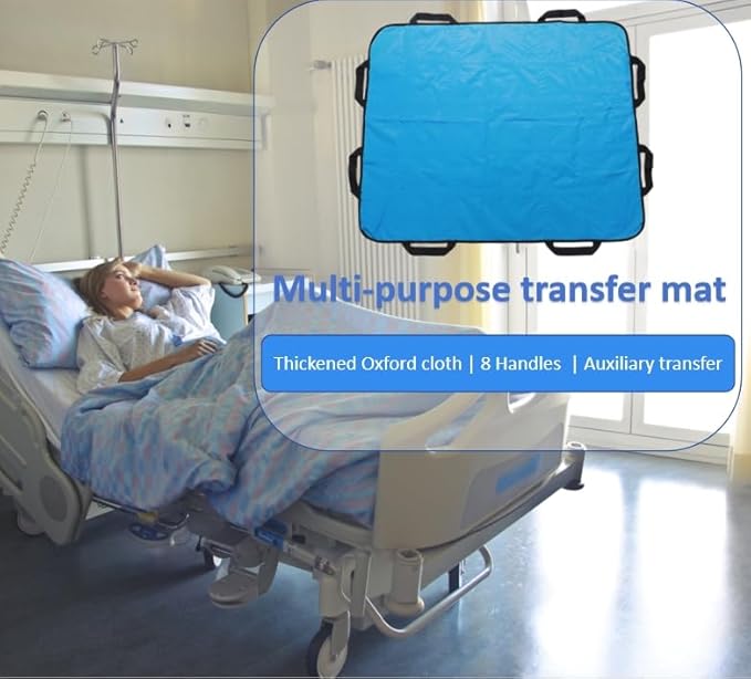 Positioning Bed Pad with Handles,48" × 40" Transfer Sheet for Repositioning,Turning and Lifting,Washable Positioning Bed Pads for Elderly,Patient,Handicap,Caregiver (1)