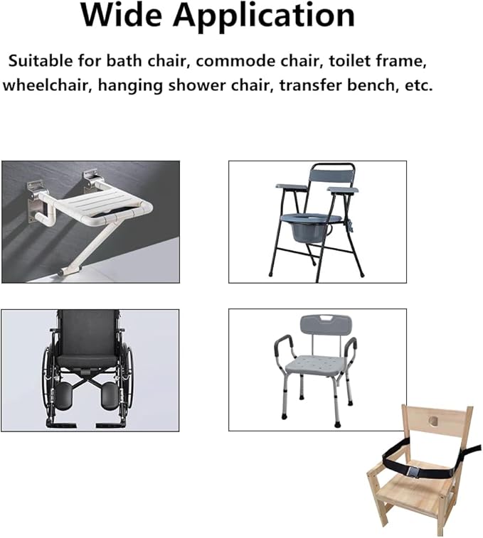 GY1121AB Shower Belt Anti-Slip Strap, Black, Suitable for Most Bath Chair Wheelchair, Care Supplier for Elderly Disabled Bedridden Pregnant
