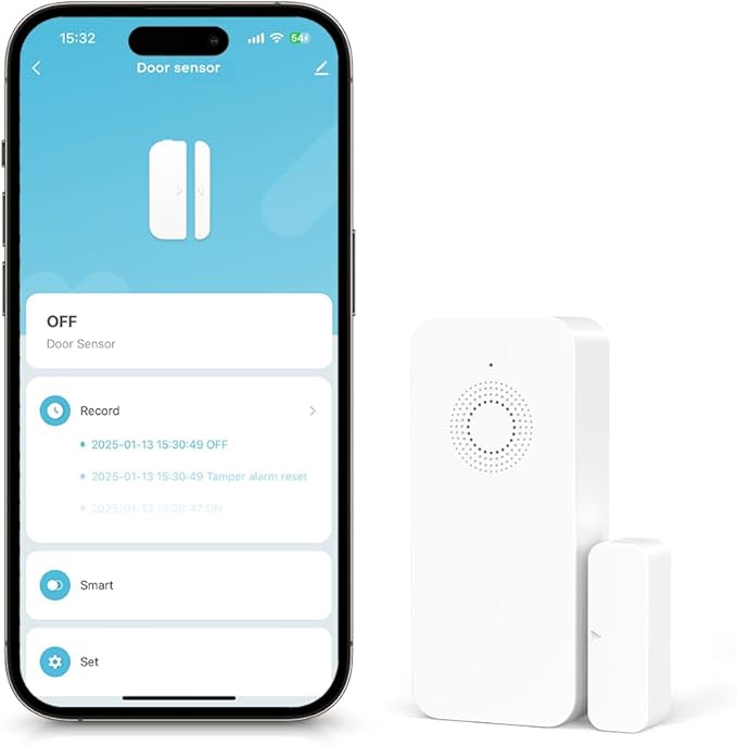 Wireless Door and Window Alarm Sensor,120dB Requires PGST Hub (not 3rd-Party),Zigbee Connection,Smart Life or Tuya APP Control,3 Years Battery Life,Easy to Install,for Basement,Garage,Warehouse