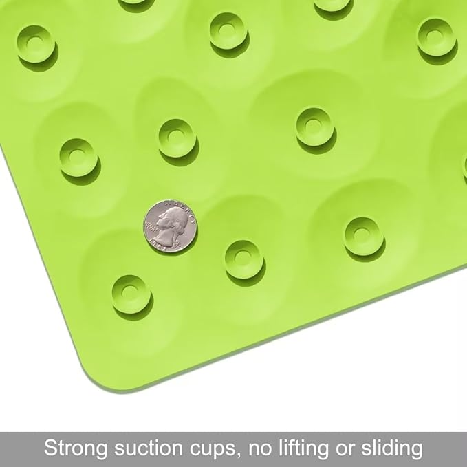 Non-Slip Bathtub Mat OTHWAY Soft Rubber Bathroom Bathmat with Strong Suction Cups (Green, 16x31.5 inch)