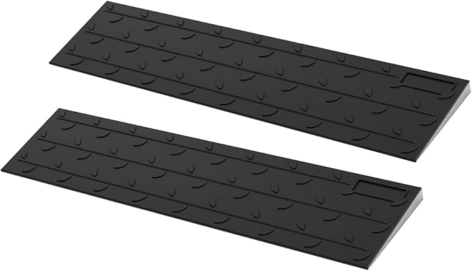 BESEA 1" inch Threshold Ramp Rubber Wheelchair Ramp, No-Slip Surface 2500 Lbs Load Capacity for Home Doorways Driveways Curb(2PACK)