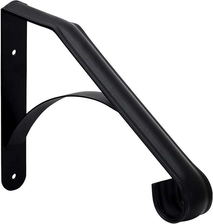 Wall Mount Handrail for 1-2 Steps, Heavy Duty Wrought Iron, for Outdoor Porch Steps, Balcony, Yard, Black