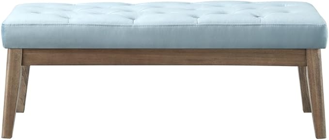 24KF Velvet Upholstered Buttons Tufted Entryway Bench with Solid Wood Leg,Bed Bench Ottoman with Padded Seat,5034-Seaglass