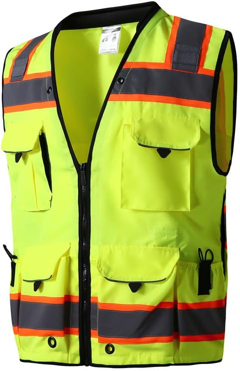 SKSAFETY 12 Pockets Professional level Safety Vest, Class 2 High Visibility Vest, ANSI/ISEA