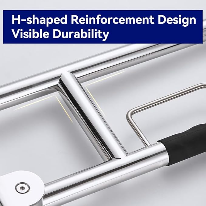 Toilet Grab Bar 23.6 Inch, BVTOURA Flip-Up Safety Rail with Soft Silicone Anti-Slip Finger-Grip Handle and Paper Holder, Stainless Steel U-Shaped Support Bar for Elderly Disabled, Polished Chrome