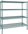 21" x 48" NSF Green Epoxy 4-Shelf Kit with 54" Posts, Heavy Duty Storage Shelving, Wire Shelving Kit, NSF Commercial Storage Rack Unit