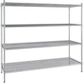 24" x 72" NSF Stainless Steel 4-Shelf Kit with 64" Posts, Heavy Duty Storage Shelving, Wire Shelving Kit, NSF Commercial Storage Rack Unit