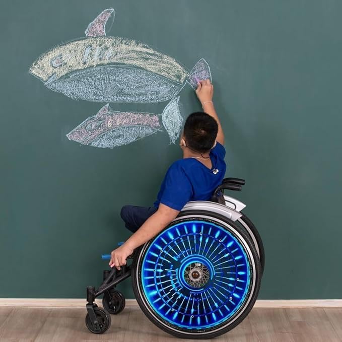 18" Wheelchair Wheels Covers for Boys, Wheelchair, Enhances Aesthetics, Easy Install/Remove, Lightweight, Waterproof, (Electric Pulse)