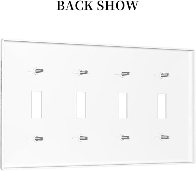 Abstract Marble Ink Texture Grey Marble Print Light Switch Covers Quad Toggle Electrical Faceplate 4 Gang Wall Plate Decorative Switch Plates for Bathroom Kitchen Decor