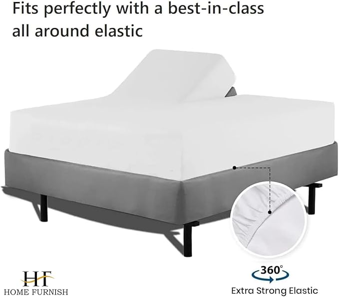 Top Split King Fitted Sheet Only for Adjustable beds, Split Down 39 inches from The Top, 600 Thread Count 100% Cotton Half Split Flex Head Fitted Sheet for Sleep Number Beds, White