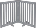 unipaws 24”H Free Standing Pet Gate for Dog Cat, Wooden Dog Gates for Doorway, Stairs, Step Over Foldable Pet Fence for The House, Expandable Doggy Barrier, Indoor Use, Grey