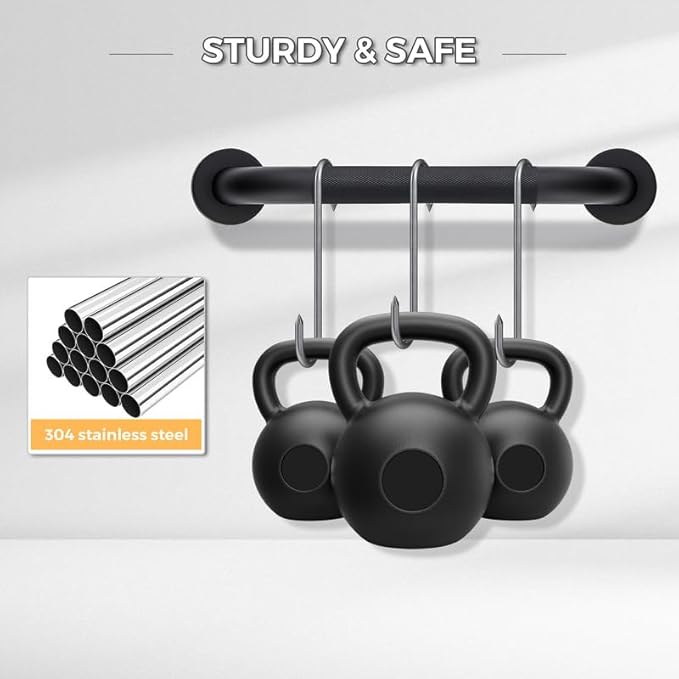 Grab Bars for Shower, 1 Pack 12-Inch Anti Slip Shower Handles for Elderly, Safety Shower Grab Bar, Stainless Steel Handicap Grab Bars for Bathroom (Black 1" Diameter)