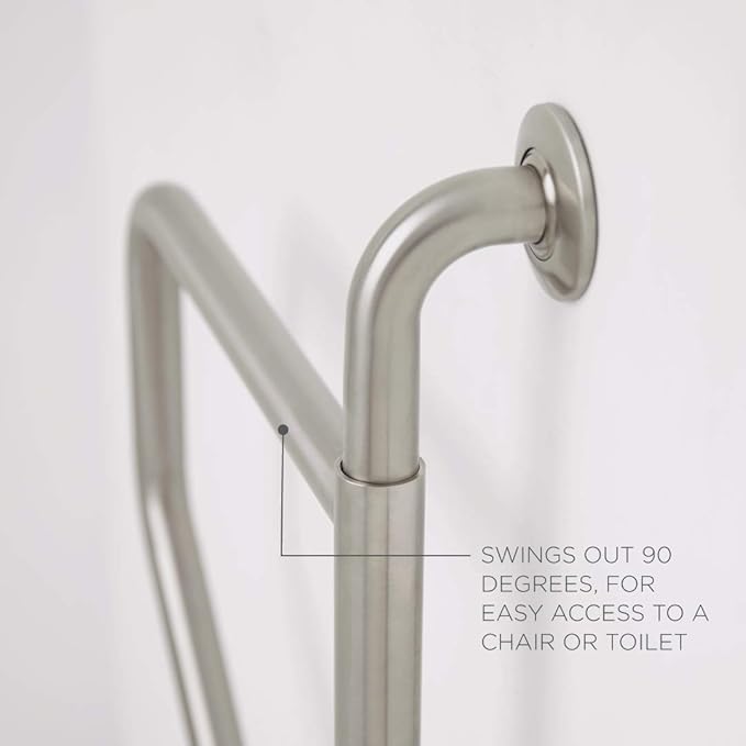 Seachrome Bathroom Grab Bar, Wall to Wall Stainless Steel Swing Away Grab Bar, 1 1/4-Inch Diameter, Handicap Grab Bar, Safety Rail, Satin Stainless (GW-4236-Q-SS)