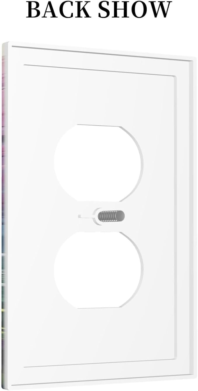 Colorful Forest Snow Mountain River Oil Painting Style Outlet Covers 1 Gang Duplex Light Switch Cover Decorative Switch Plates Electrical Receptacle Faceplate Wall Plate for Bedroom Living Room Decor