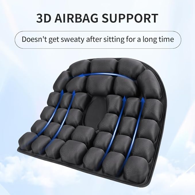 Travel Cushion,3DAir Inflatable Pressure Relief Cushion,Airplane seat Cushion for Long Flights,Press Type air Inflatable Wheelchair seat Cushion for Car,Office,Stadium,Ergonomic Comfort Support