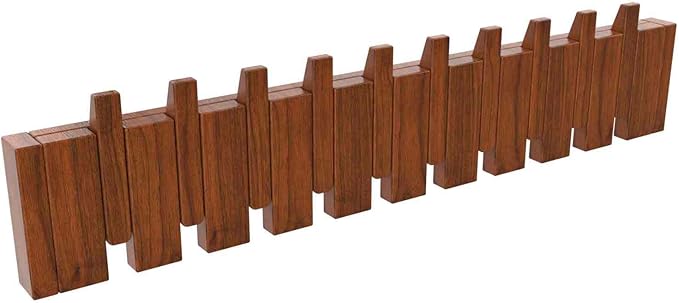 Wall Mounted Piano Key Hanger | Flip Style Hook | Entrance Wall Art Hook, Made of Oak Wood (3 Times Painted, 4 Times Polished) (Walnut, 10Hooks)