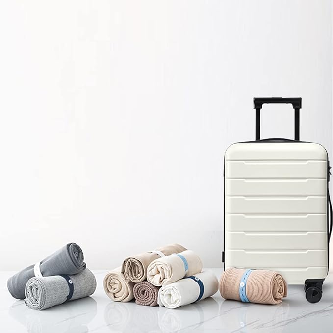 Bed Sheet Organizer Bands 20Pcs Elastic Band with Buttonholes, Stretchable Connectable, Roll-up Adjustable Clothing Storage Strap with Button, Luggage Space Saver, Drawer & Closet Organizer, Blue