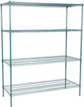 24" x 60" NSF Green Epoxy 4-Shelf Kit with 74" Posts, Heavy Duty Storage Shelving, Wire Shelving Kit, NSF Commercial Storage Rack Unit