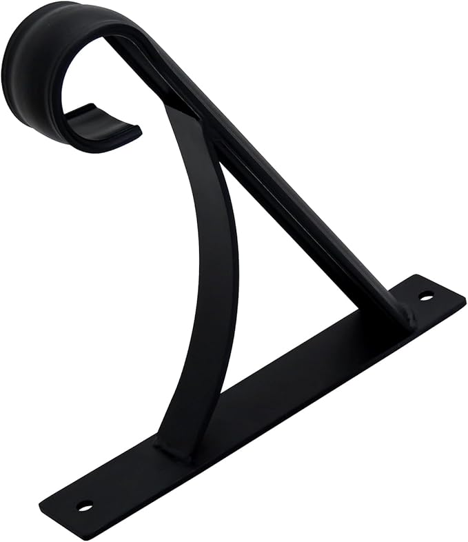Wall Mount Handrail for 1-2 Steps, Heavy Duty Wrought Iron, for Outdoor Porch Steps, Balcony, Yard, Black