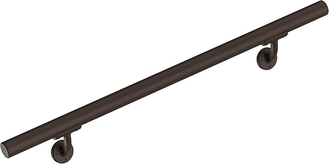 Meranti Aluminum Handrail for Indoor or Outdoor Steps and Stairs – Hand Rails for Elderly – DIY Complete Stair Railing Kit (AHR, Bronze Textured, 9' Length)