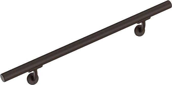 Meranti Aluminum Handrail for Indoor or Outdoor Steps and Stairs – Hand Rails for Elderly – DIY Complete Stair Railing Kit (AHR, Bronze Textured, 8' Length)