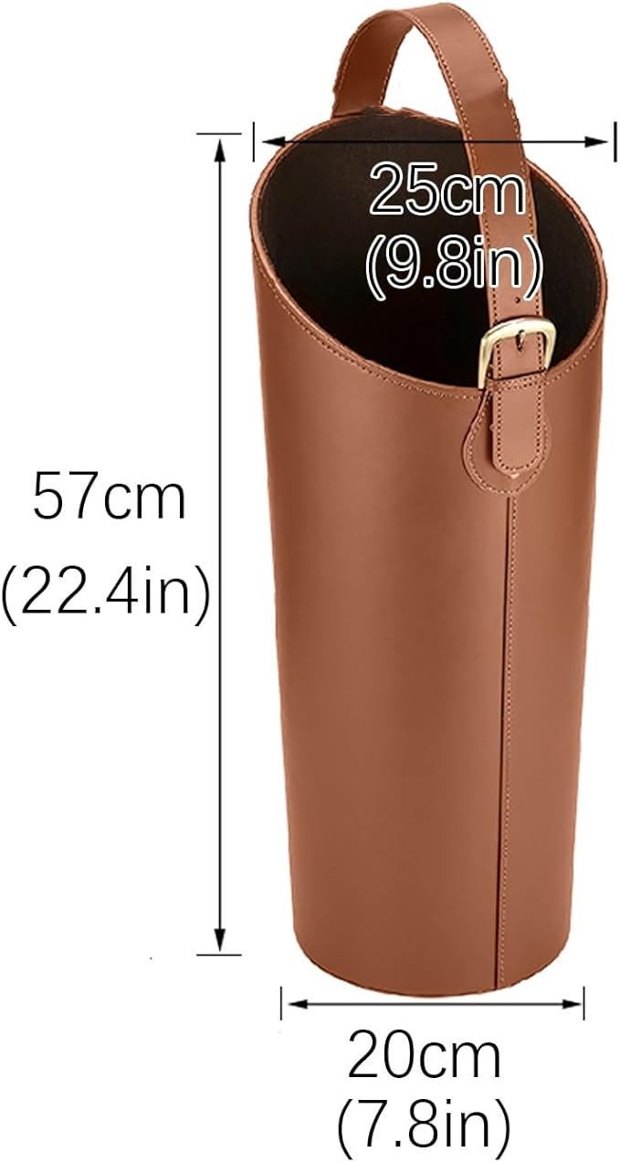 Indoor Entryway leather Umbrella bucket，Large Capacity Umbrella Storage stand，tall umbrella holder,For Hotel,Offices,home,Commercial(Brown)