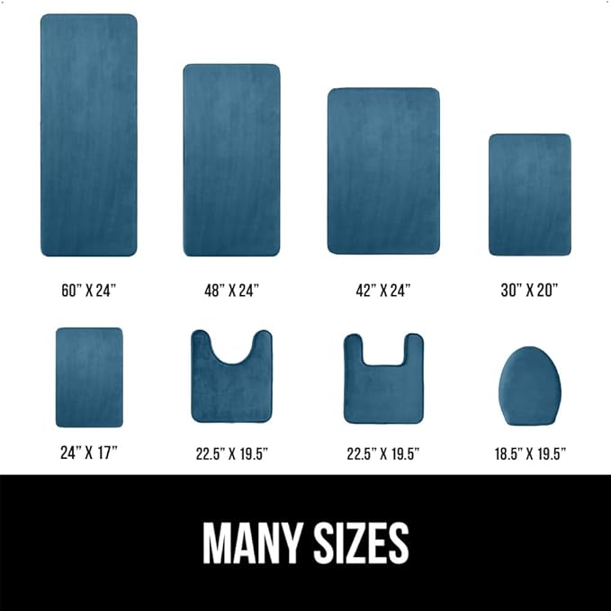 GORILLA GRIP Memory Foam Bath Mat, Soft Absorbent Velvet Bathroom Mats, Durable Dots on Underside, Machine Washable Bathmat, Carpet Rug Room Decor for Shower Tub Floor RV, 42x24 Rugs, Blue