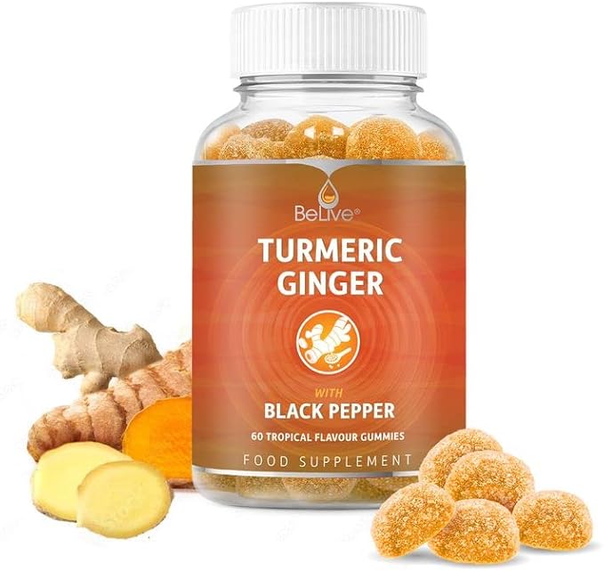 BeLive Turmeric Curcumin with Black Pepper & Ginger - 500 mg of Turmeric and Ginger Supplement for Immune Support, Healthy Skin, and Joint Health - Tropical Flavor | 3-Pack