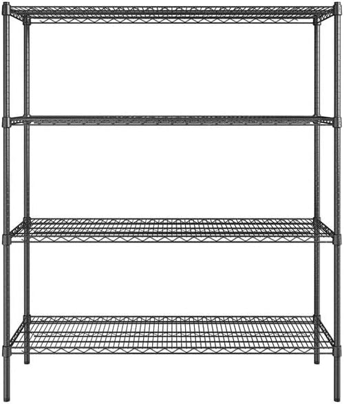 18" x 54" NSF Black Epoxy 4-Shelf Kit with 64" Posts, Heavy Duty Storage Shelving, Wire Shelving Kit, NSF Commercial Storage Rack Unit