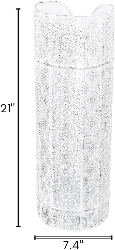 Concepts 21 inch Heavy Duty Metal Umbrella Stand - Durable Storage Holder for Umbrellas - Indoor and Outdoor Use - Stylish and Modern Organizer for Entryways. (White Side Slit)