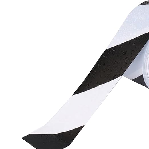TAPEBEAR Hazard Caution Tape, 2inch x 150 Feet(50yds) Self Adhesive Warning Tape for Steps, High Visibility White Black Tape for Halloween Outdoor Construction Warning, Danger Zone, 16rolls