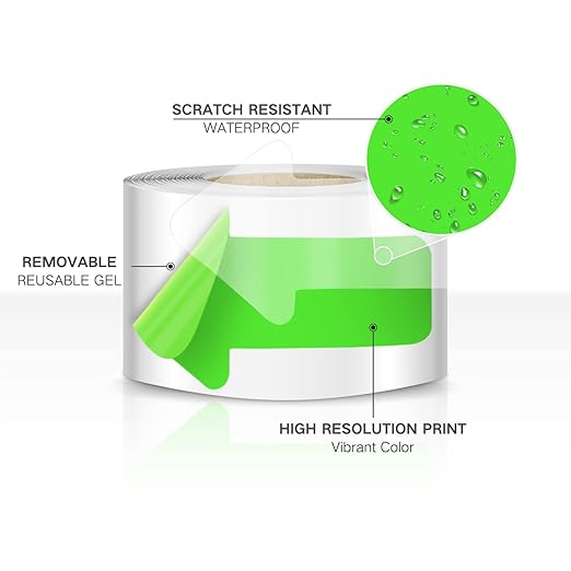 EVQ Arrow Floor Sticker Tape 2"×4" Arrow Floor Marking Sticker Sign 200 PCS Arrow Decal Tape Fluorescent Green
