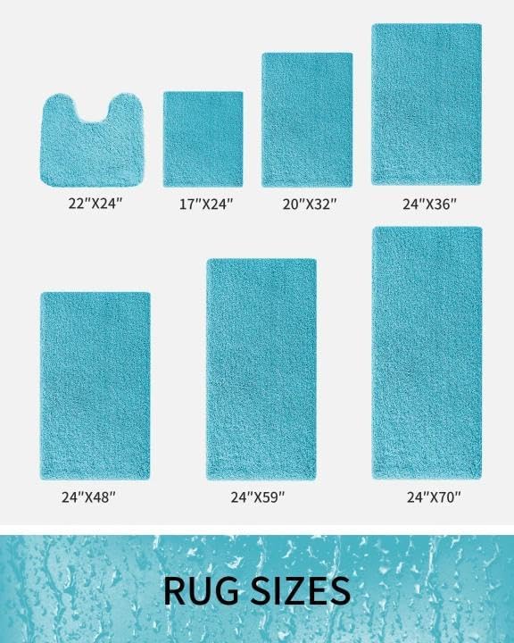 Bathroom Rugs 36x24, Ultra Thick Shaggy Soft Microfiber Absorbent Bath Rug, High Density Foam Latex Non Slip Backing, Machine Washable Bath Mats for Bathroom Floor & Sink, Teal