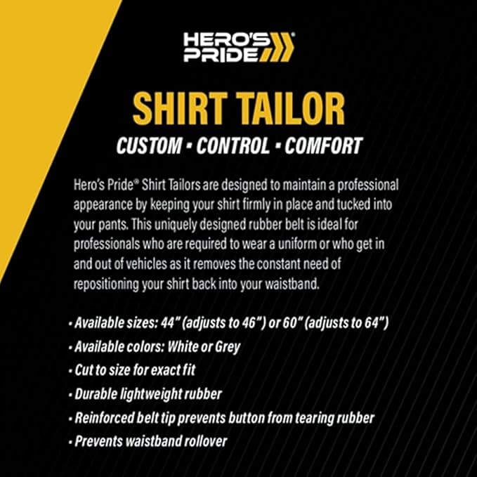 Hero's Pride Shirt Tailor Rubber Belt - Adjustable Shirt Stays for Men - Non-Slip Shirt Keepers For Law Enforcement