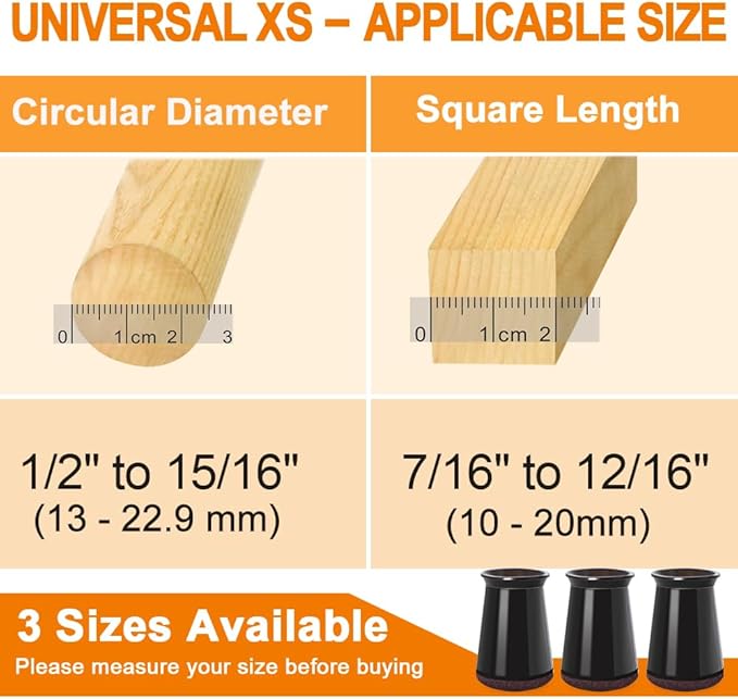 24 Pcs Chair Leg Floor Protectors for Hardwood Floors Silicone Covers to Protect Wood Tile Floors Scratches Felt Pads Furniture Leg Caps No Noise (Fit:0.5"-0.89")
