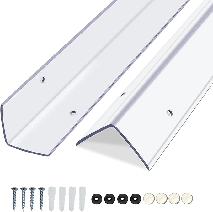 Clear Screws Installation Wall Corner Protectors, Thickened L-Shaped Furniture Edge Shields & Guards for Sharp Wall, Door Frame, Table (4pcs x 39.4''L x 1.97''W)