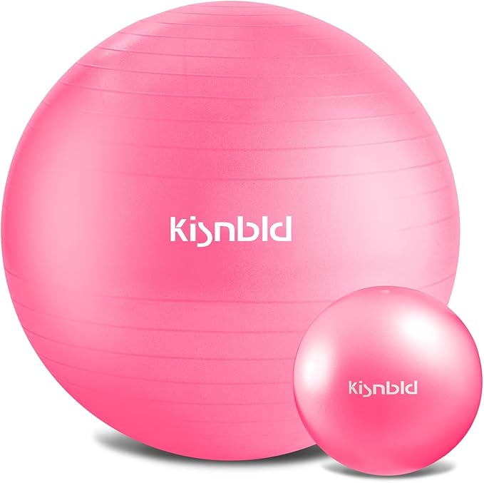 Exercise Ball, Extra Thick Yoga Ball for Workout Pregnancy Stability, 4 Sizes Anti-Burst Balance Ball with Foot Pump - Heavy Duty Fitness Ball Chair for Office, Home & Gym