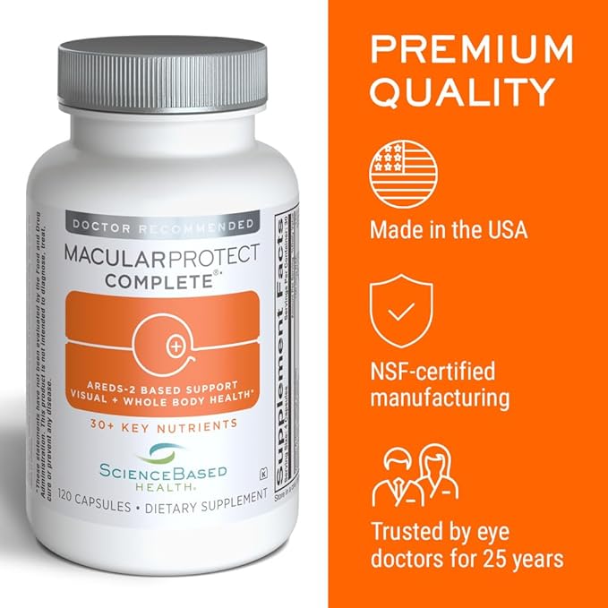 ScienceBased Health MacularProtect Complete – AREDS 2 Eye Health Supplement & Daily Multivitamin – 30+ Nutrients with Lutein & Zeaxanthin – Supports Vision & Whole Body Health – 120 Capsules
