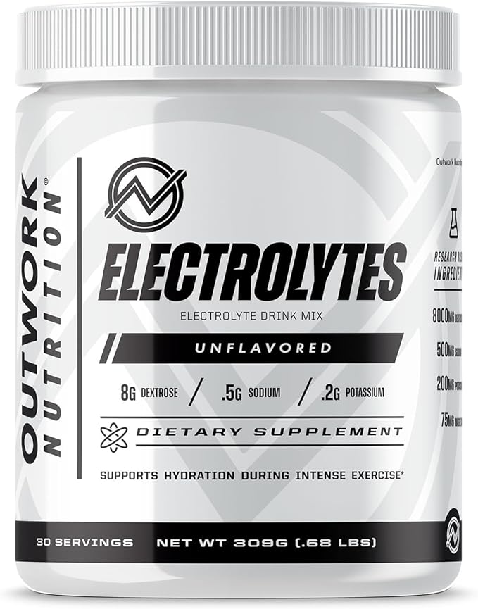 Outwork Nutrition Electrolytes Powder - Hydration Powder for Exercise Endurance & Muscle Cramp Relief - Instant Hydration, Electrolyte Drink Mix - Unflavored, 30 Serv