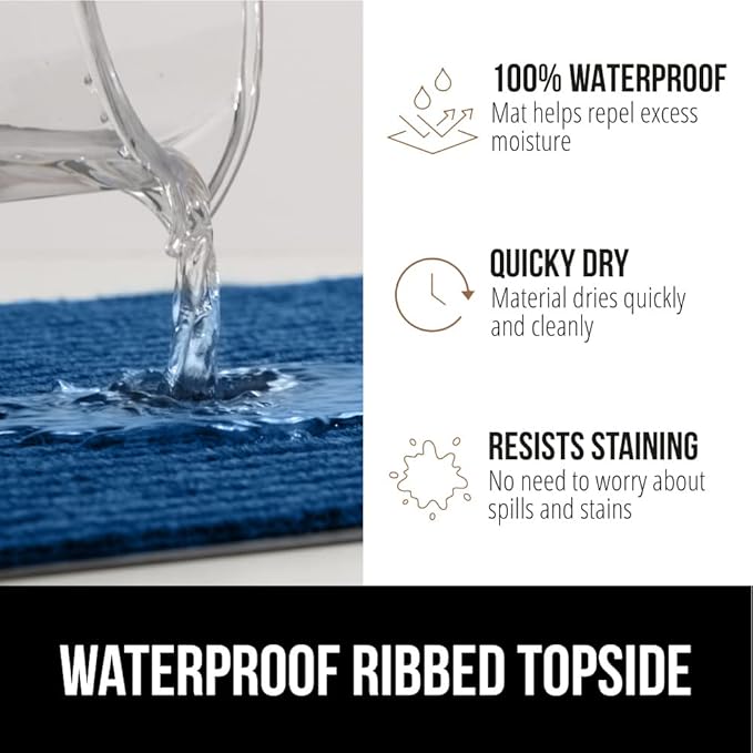 GORILLA GRIP Waterproof Traffic Guard Door Mat, 2 Pack Heavy Duty Entryway Mats, Strong Rubber Back Commercial Utility Rugs for Office Hallway, Garage Floor and Home, Low Profile Carpet, 35x23, Blue