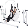 Patient Lift Transfer Chair, 5 in 1 Patient Lift Chair with 180°Split Seat, Height Adjustable Patient Transfer Chair with 4 Casters for Home Seniors Elderly, Load 450Lbs (Electric/Hanger, Silver)