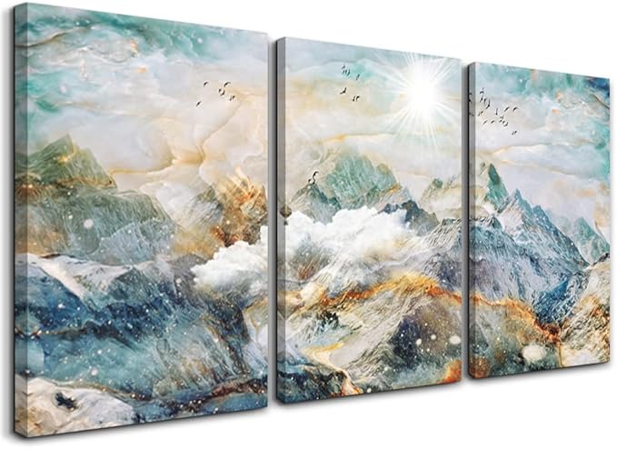 DZRWUBHS Abstract Wall Art For Living Room Bedroom Wall Decor Abstract Mountain Landscape Painting Canvas Art Prints Room Decor Pictures Artwork Office Wall Decorations Farmhouse Home Decor 3 Piece
