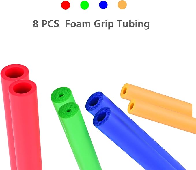 Foam Tube Grip/Foam tubing- 8PCS (4 Sizes) Comfortable Aid for Utensils - No BPA/Phthalate/Latex