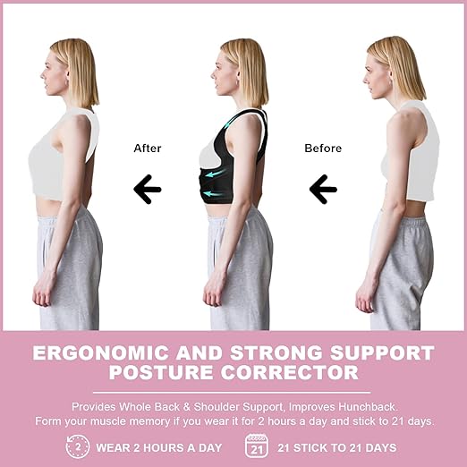 Posture Corrector for Women and Men,4 In 1 Adjustable Full Back Brace,Posture Braces Can Relieve Upper and Lower Back Pain, Shoulder Braces for Hunchback,Scoliosis, Lumbar Spine, Spine(Large Black)